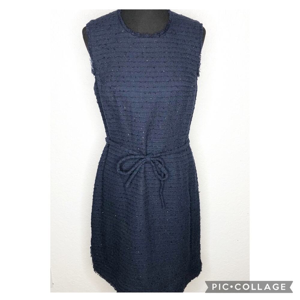 Brooks‎ Brothers navy blue boucle sleeveless sheath dress size 12